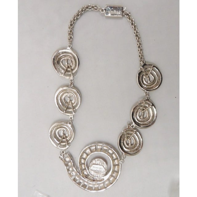 Metal Vintage 1970s Signed Ugo Correani Italy Modernist Cabochon Necklace For Sale - Image 7 of 8