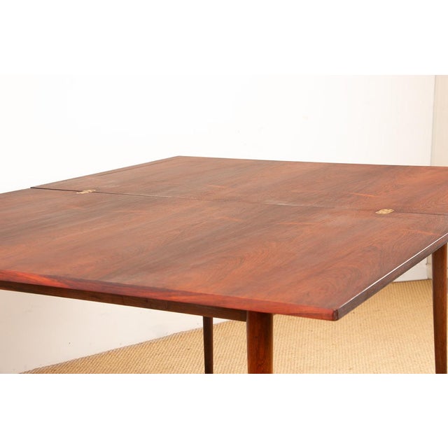 1960s Extendable Danish Dining Table in Rosewood and Brass by Poul Volther for Frem Møbelfabrik 1960. For Sale - Image 5 of 17