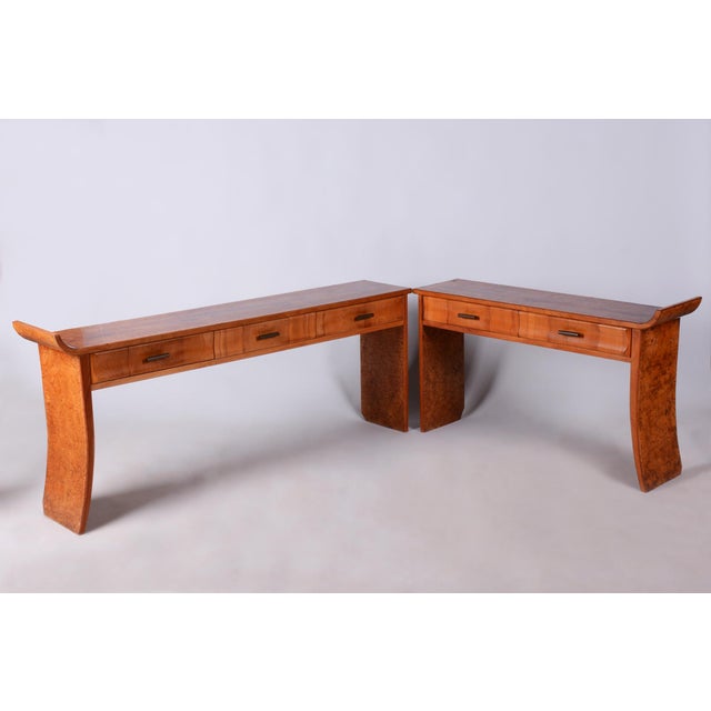 Console Tables in Walnut and Cherry, Czech, 1920s, Set of 2 For Sale - Image 17 of 17