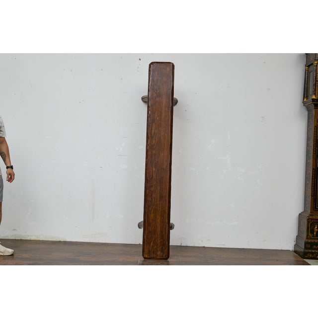 Brown Rustic American Pine Bench with A-Frame Base, Long 20th-Century Design For Sale - Image 8 of 9