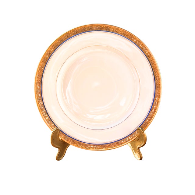 1950s Mid-Century French Limoges Porcelain Dinnerware with Painted Fine Gold, 1950s, Set of 20 For Sale - Image 5 of 11