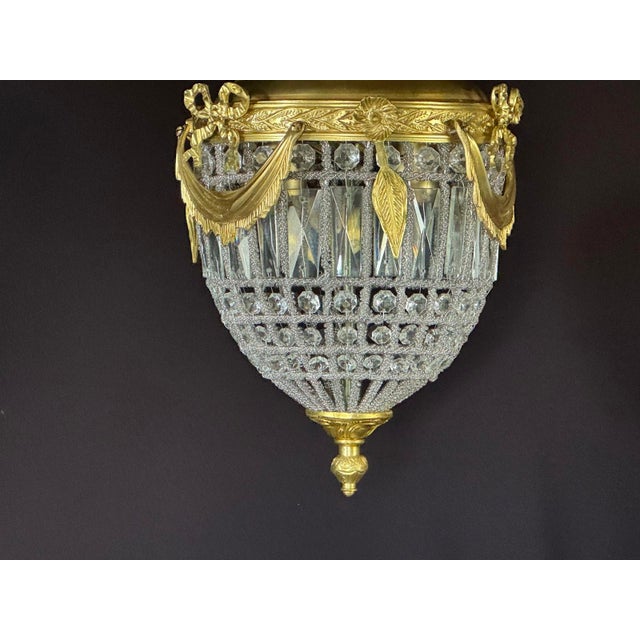 1970 Louis XVI Gold Bronze Crystal Lantern Light - 1 Pc For Sale - Image 4 of 12