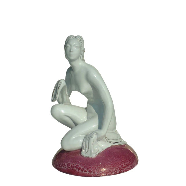 Ceramic Art Deco Italian Pottery Figure of Woman from Forlani Laveno, 1940 For Sale - Image 7 of 7