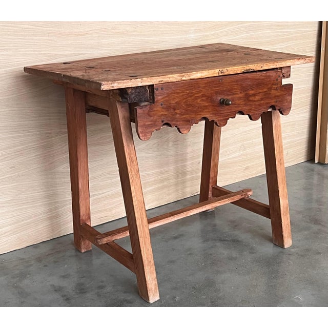 Early 20th Century Spanish Country Pine "Mobila " Sofa Table or Console table with Drawer For Sale - Image 4 of 18