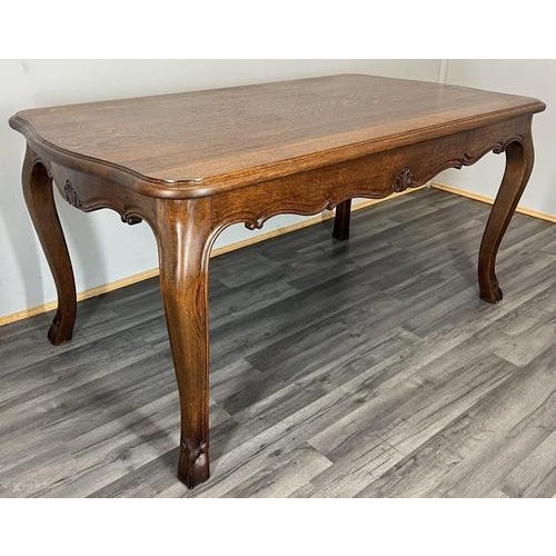 Vintage French Carved Oak Dining Table For Sale - Image 4 of 13