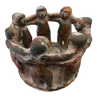 Vintage Mexican Pottery Circle of 6 Friends For Sale