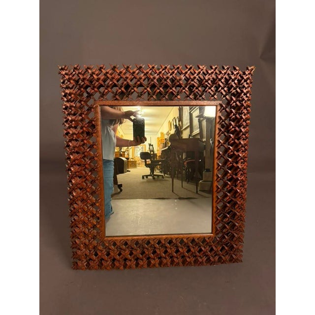 American Early 20th Century Folk/Tramp Art Mirror Frame, Circa 1920s For Sale - Image 9 of 10