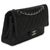 Traditional Black Quilted Lambskin Medium Classic Double Flap Bag For Sale - Image 3 of 9