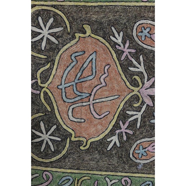 Beige Metallic Thread Embroidered Wall Hanging, 1950s For Sale - Image 8 of 18