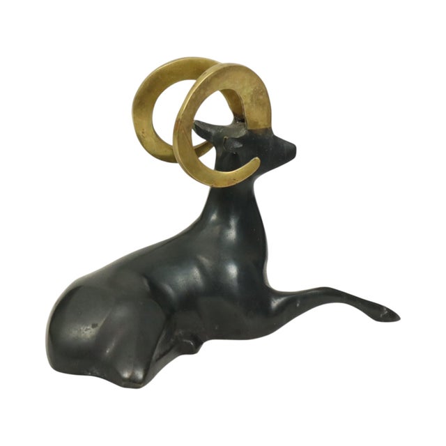 After Loet Vanderveen, Ram Statue, 1950s, Brass For Sale - Image 6 of 13