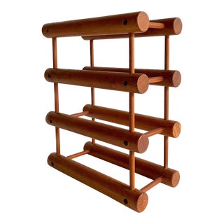 Small 1960s Danish Modern Teak Wine Rack Holder by Nissen Langaa, Denmark For Sale