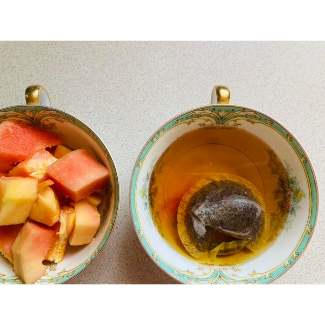 Green Early 20th Century Nippon Rose and Green Bouillon Porcelain Bowl and Saucer- 2 Pieces For Sale - Image 8 of 12