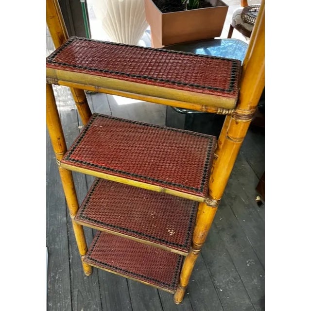 Bamboo and Rattan Folding Four Step Tier MCM Bookcase or Display Shelf For Sale In Saint Louis - Image 6 of 8