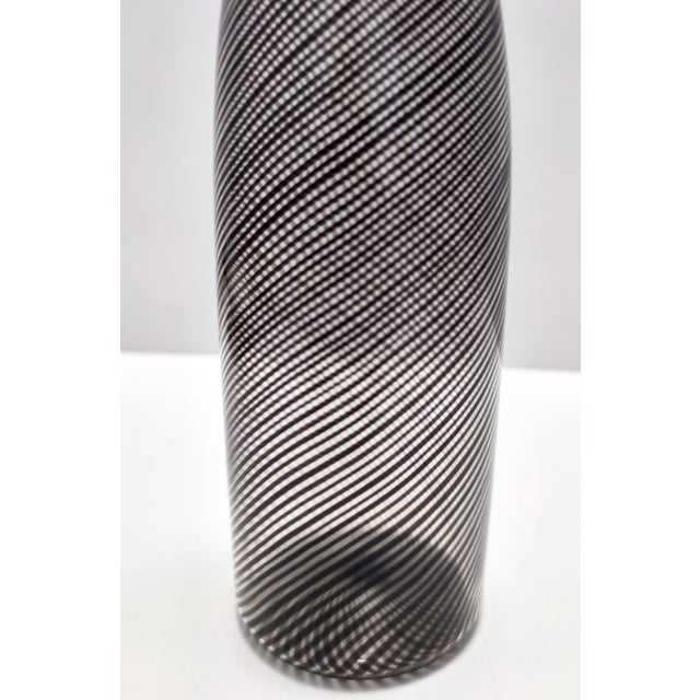Black Murano Glass Mezza Filigrana Bottle Vase attributed to Dino Martens for Aureliano Toso, 1950s For Sale - Image 9 of 11