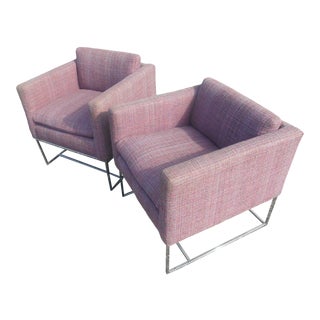Vintage Mid-Century Cube Chairs Designed by Milo Baughman - a Pair For Sale