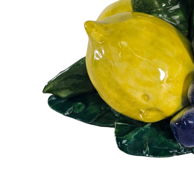Ceramic Italian Capodimonte Style Figural Lemons Grapes Candle Holder For Sale - Image 7 of 10