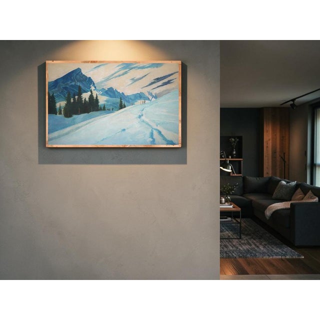 Adalbert Von Wex, Skiers in Garmisch, Early 20th Century, Oil on Canvas For Sale - Image 14 of 16