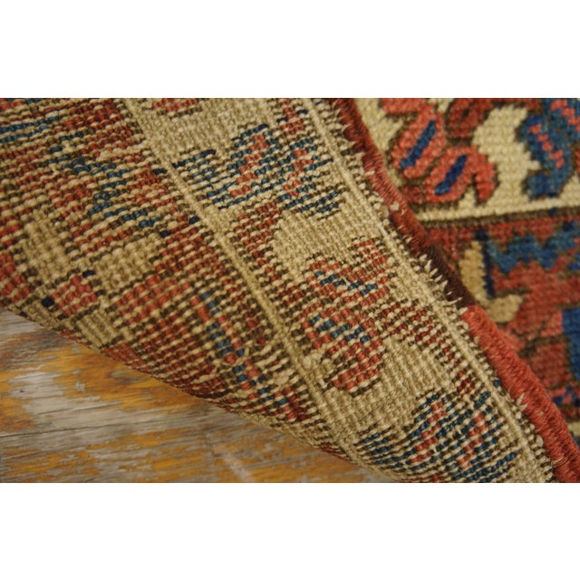 Early 20th Century 1900s Blue Navy Tribal Herati Antique Persian Bakshaiesh Runner 3' 6" X 14' 6" Handknotted Wool Carpet For Sale - Image 5 of 6