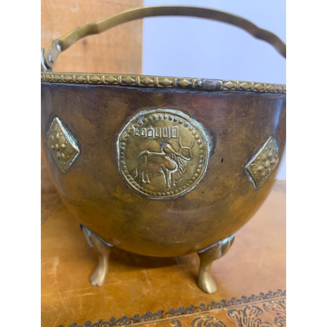 Mid 20th Century Copper Jardiniere With Brass Fittings For Sale - Image 4 of 6