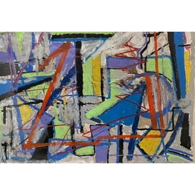 Beautiful appx 16x20” abstract original oil pastel on paper cubist painting. Vintage black frame and mat included. Listed...