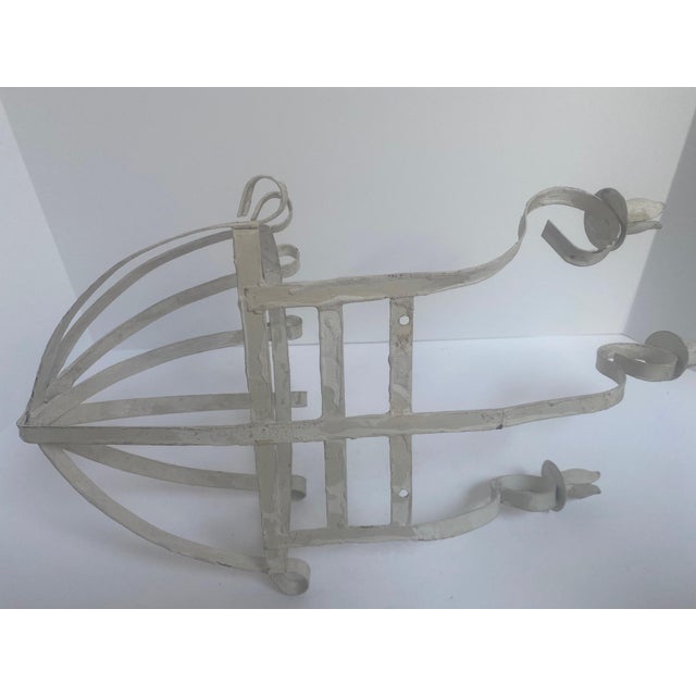 Metal Vintage White Metal Garden Wall Planter | Candleholder For Sale - Image 7 of 10