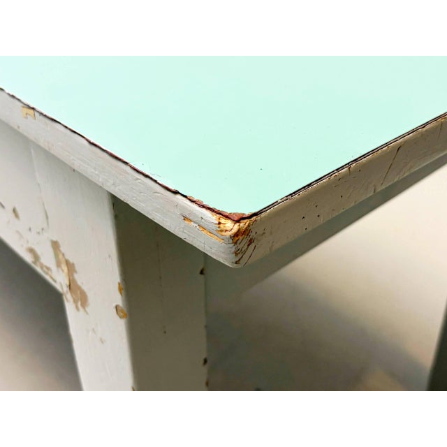 Teal Vintage Swiss Workbench with Drawer, 1950s For Sale - Image 8 of 18