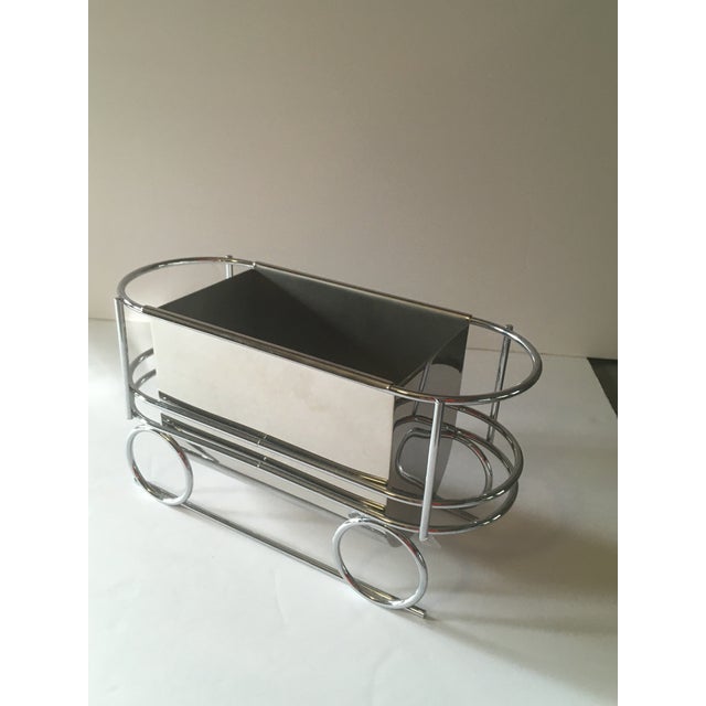 1970s Art Deco Style Chrome Caboose Wine Bottle Trolly For Sale - Image 4 of 11