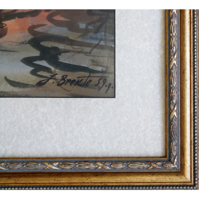 Modern Janis Brekte, The Dam, 1959, Watercolor on Cardboard For Sale - Image 3 of 9
