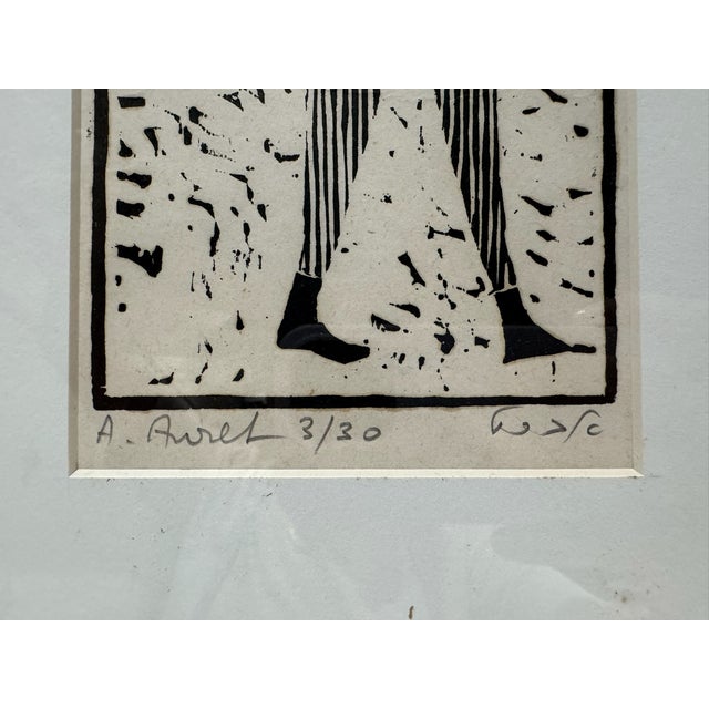 Mid 20th Century Azriel Awret Signed Limited Edition 3/30 Figural Print Two Figures Framed For Sale - Image 4 of 8