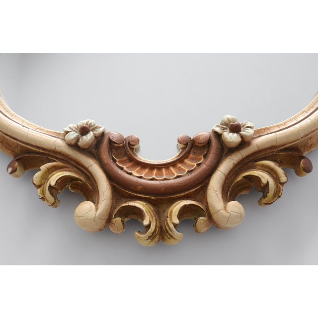 20th Century Rococo Italian Cream and Gilt Wall Mirror with Shell Crest, 1950s For Sale - Image 6 of 12