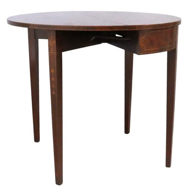 Hepplewhite Classical Hepplewhite Mahogany Inlaid Card Table C1900 For Sale - Image 3 of 15
