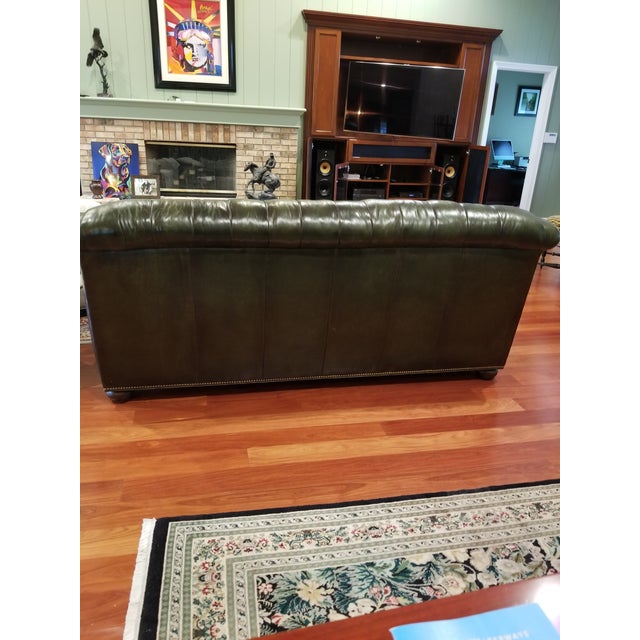Hancock & Moore Custom Hancock & Moore Milton Tufted Sofa in Remington Emerald Burnish Leather For Sale - Image 4 of 6