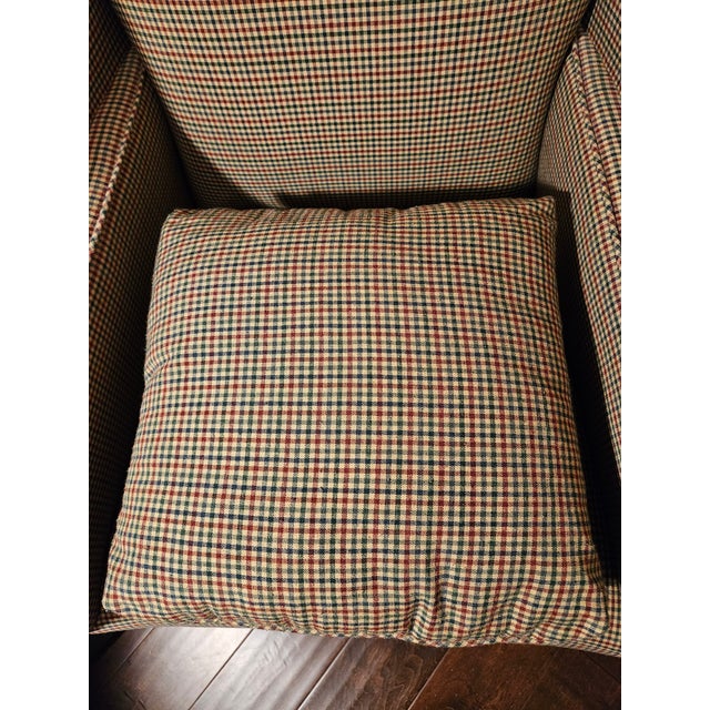 Primitive Colonial Upholstered Wingback Chairs For Sale - Image 9 of 12