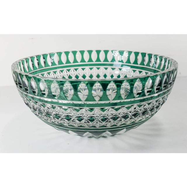 Early 20th Century Val Saint Lambert Green Cut to Clear Lead Crystal Bowl For Sale - Image 12 of 12