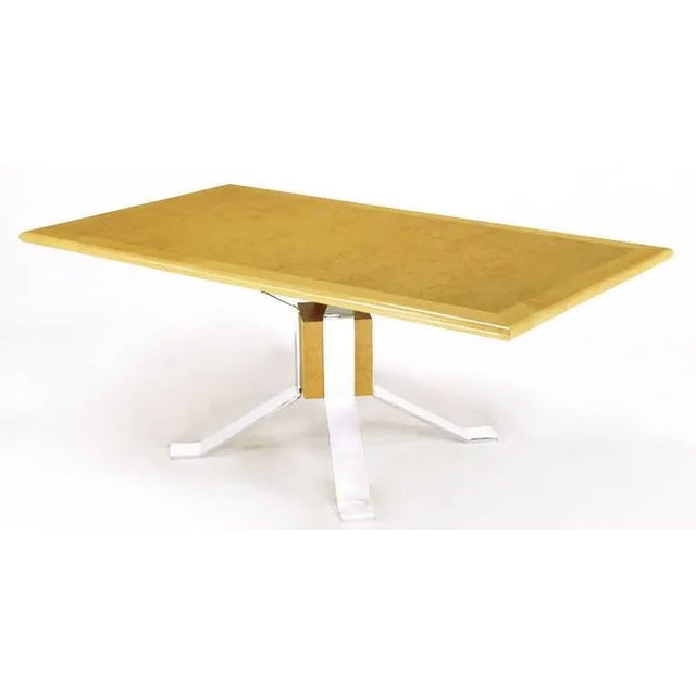 Pace Collection Pace Collection Chrome and Burl Dining Table For Sale - Image 4 of 8