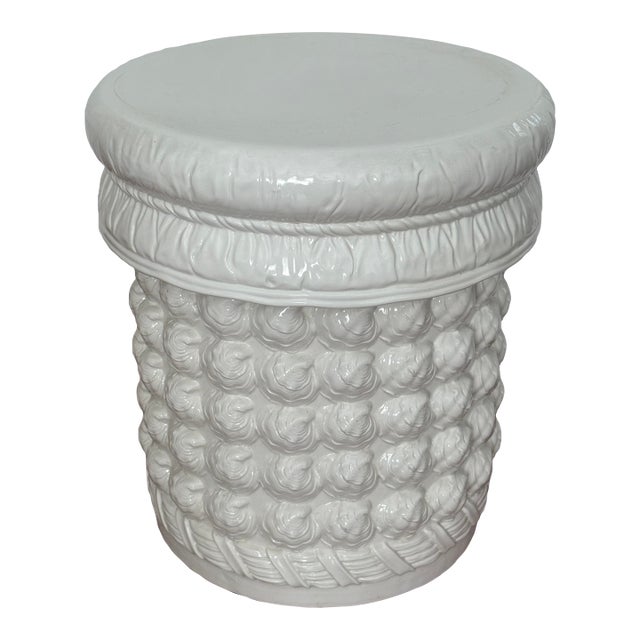1970s Vintage Clamshell Trompe Le' Oeil Garden Stool -Made in Italy For Sale