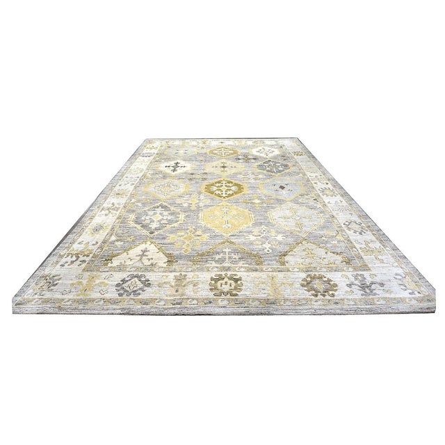 Traditional 21st Century Turkish Oushak 11x15 Grey, Ivory, Olive & Yellow Handmade Area Rug #1144074 For Sale - Image 3 of 14
