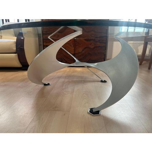 Metal Coffee Table in Aluminum and Glass by Knut Hesterberg for Ronald Schmitt, Germany, 1960s For Sale - Image 7 of 16