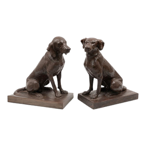 Pair of Vintage Cast Iron Seated Hound Statues