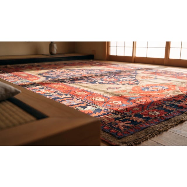 1900s Tan Camel Medallion Antique W. Persian Bijar Sampler Rug 4'6" X 6'9" Handknotted Wool Carpet For Sale - Image 9 of 9