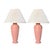 Metal 1930s Pink Art Deco Ceramic Table Lamps With Pleated Cream Shade a Pair For Sale - Image 7 of 7