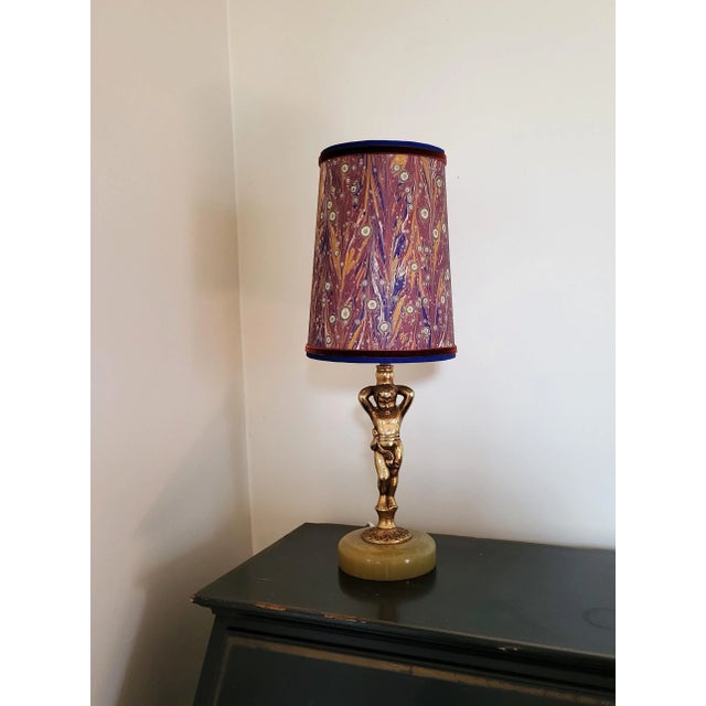 Traditional Henna Nautical Blue Marbleized Paper Sconce Lamp Shades - a Pair For Sale - Image 3 of 10