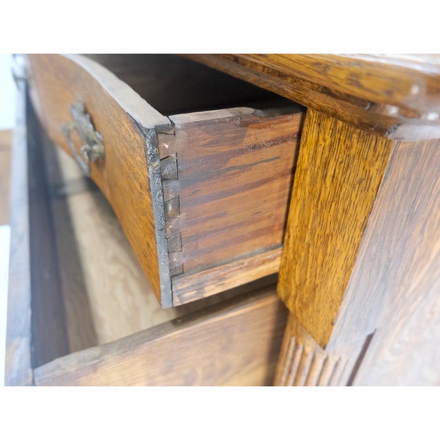 Victorian Lions Heads Mirrored Backsplash Fine Carved Oak Sideboard MINT! For Sale - Image 9 of 18