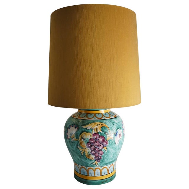 Deruta Porcelain Table Lamp with Hand-Painted Grape Decoration, Italy, 1960s For Sale - Image 17 of 17