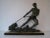 Art Deco Green Patinated Metal and Marble Sculpture of Man Pulling Stone from Ucra, France For Sale - Image 11 of 12