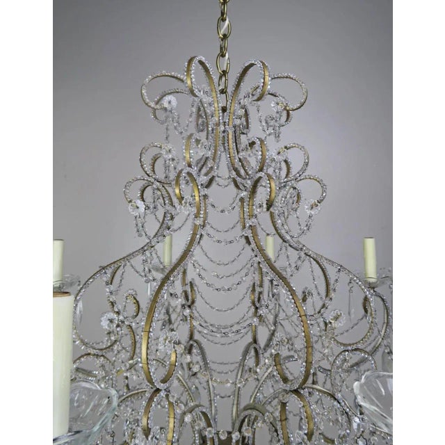 Baroque French Crystal Beaded 8-Arm Chandelier, 20th Century For Sale - Image 3 of 12