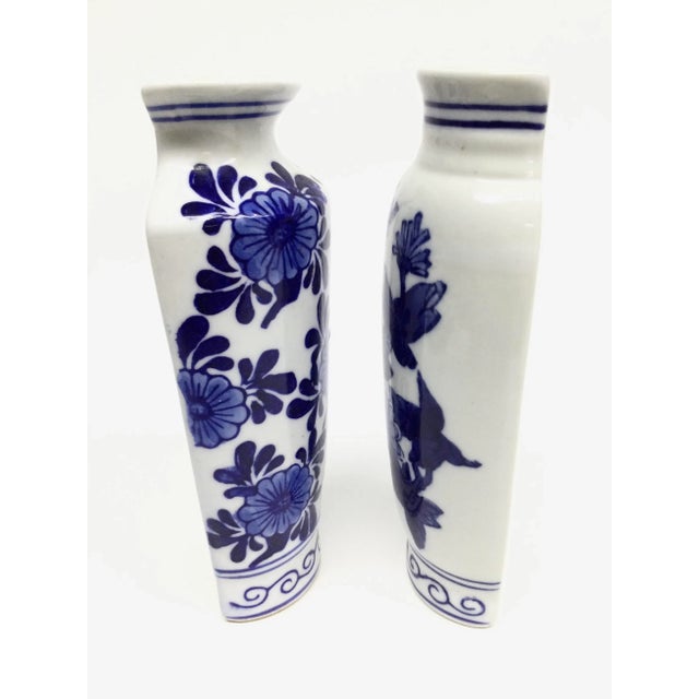 Mid-Century Modern Vintage Cobalt Blue Chinese Half Vase Wall Scones For Sale - Image 3 of 13