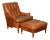 Hancock & Moore Cognac Leather Chesterfield Armchair and Ottoman For Sale
