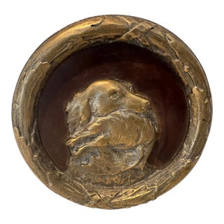 Bronze Medallion of Hunting Dog With Pheasant For Sale