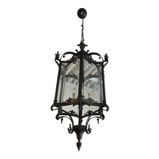 Large Oil Rubbed Bronze and Glass Restoration Hardware Lantern For Sale